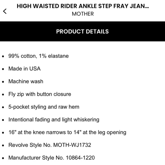 Mother High Waisted Rider Ankle Step Fray, Loafers and Lassos - 28 - Picture 5 of 11